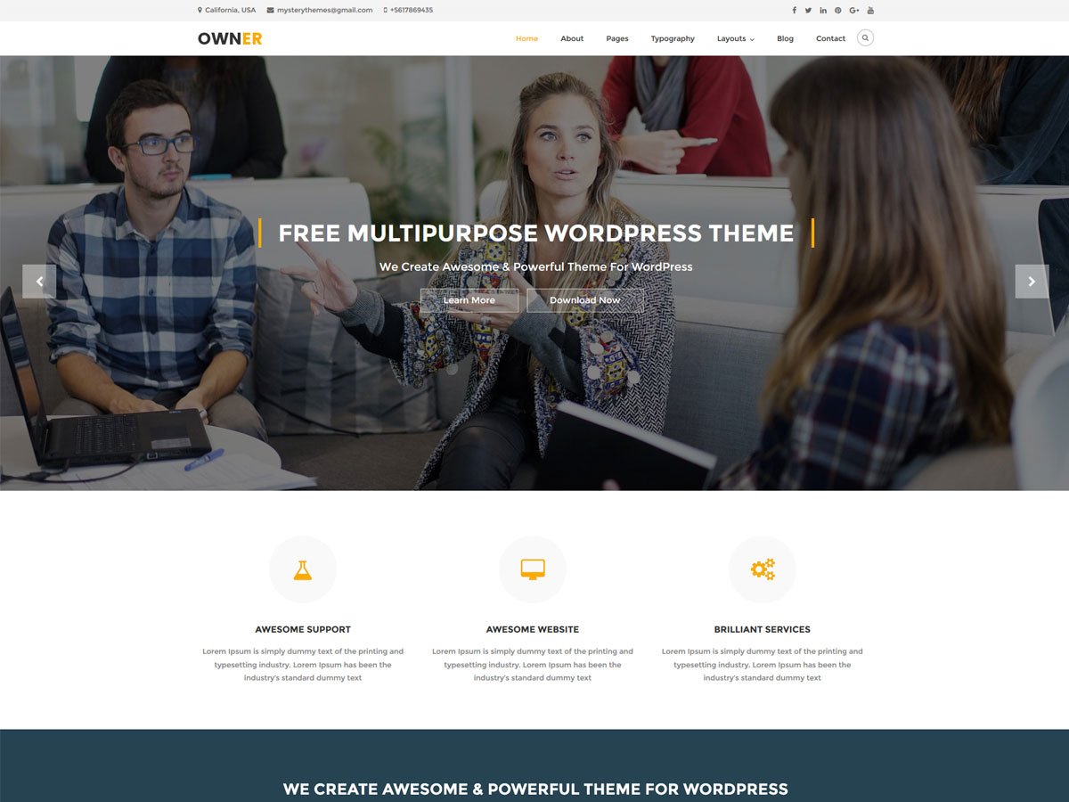 owner - best free responsive WordPress business themes