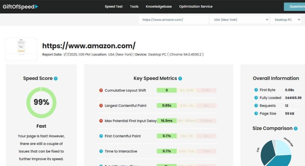 GiftofSpeed speed testing tool