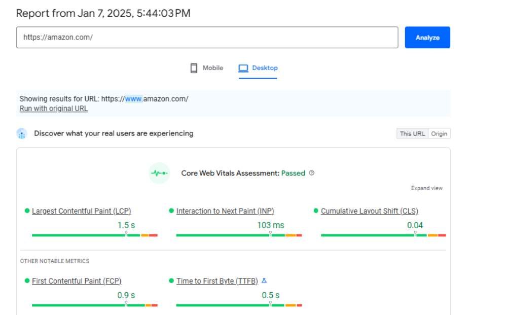 page-speed-insights for speed testing