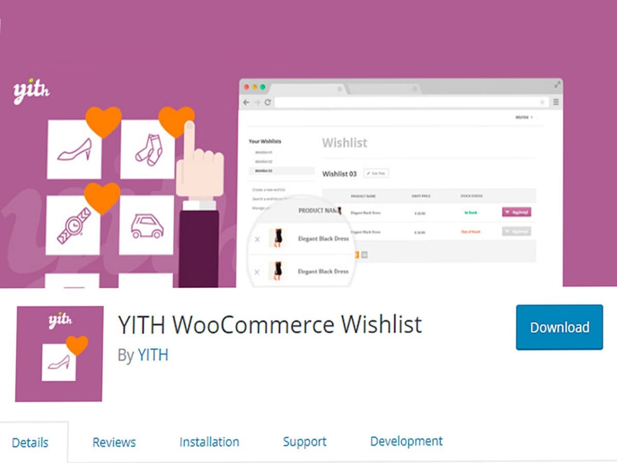 WooCommerce extensions and add-ons for WordPress: yith-woocomerce-wishlist-