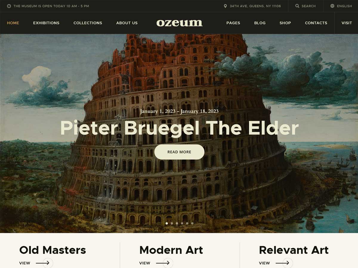 Ozeum- best WordPress theme for art gallery
