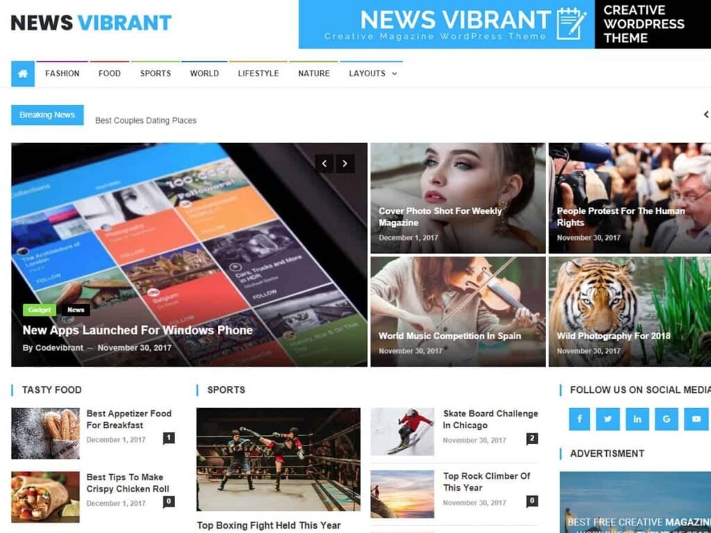 Free WordPress Theme: News Vibrant Theme