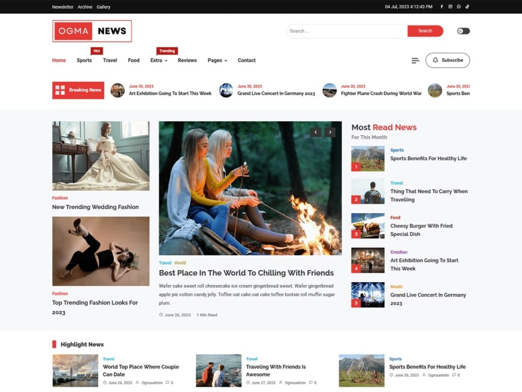 Free News WordPress Theme: Ogma News