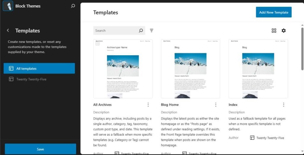 Templates in WordPress Block Themes