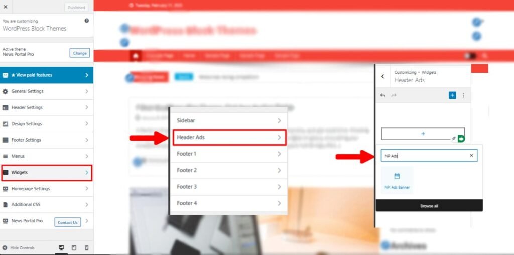 managing Header Ads Banner with News Portal Pro