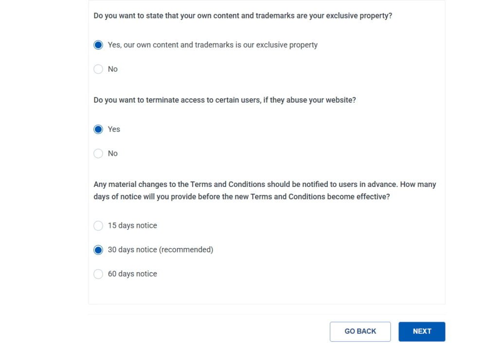 WP Legal Pages Data Section