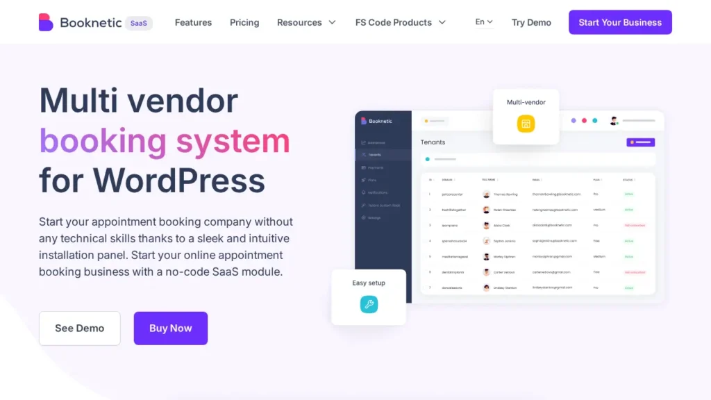 Booknetic multi-vendor plugin