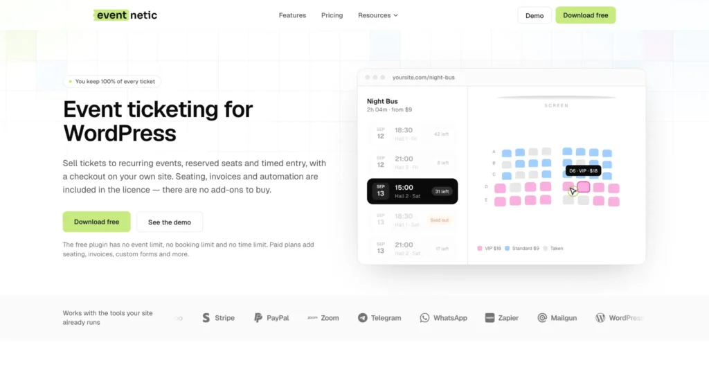 event netic wordpress plugin